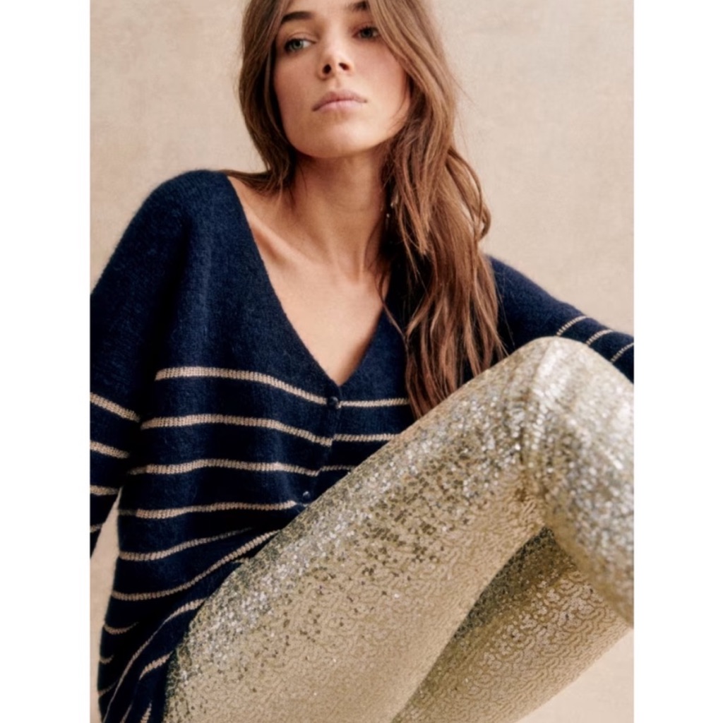 Sezane Barry Jumper In Navy/Gold- Size L